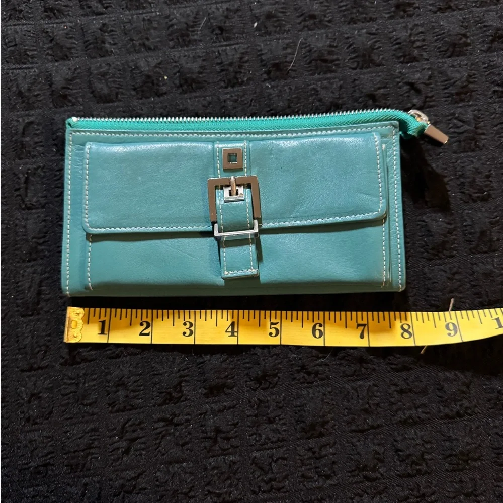 Perlina Teal Wallet with Buckle Detail